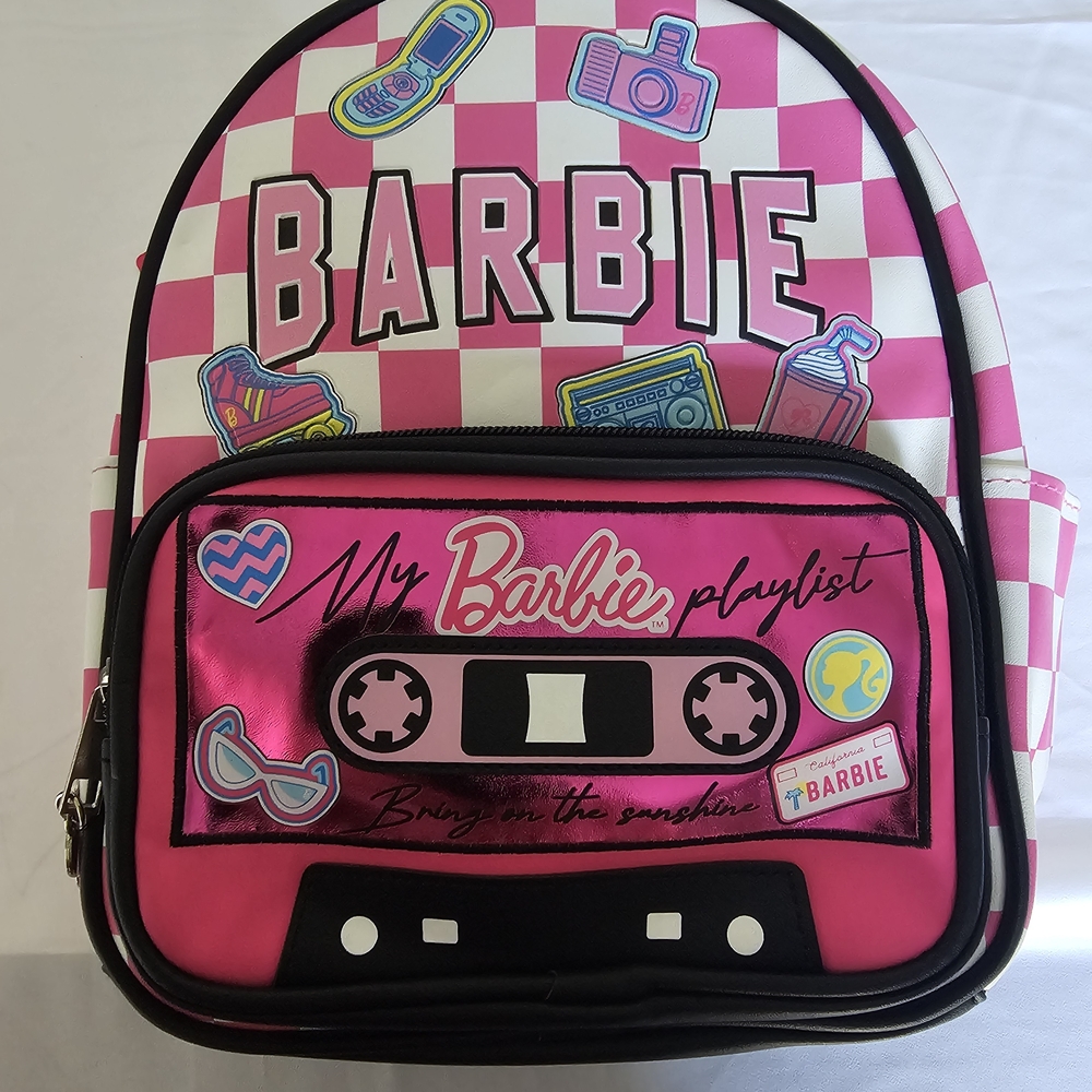 Barbie Pink Checkered Kids Backpack